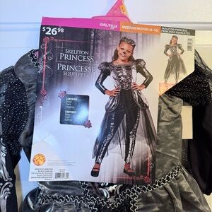 Skeleton Princess Costume for Kids - Black and Silver